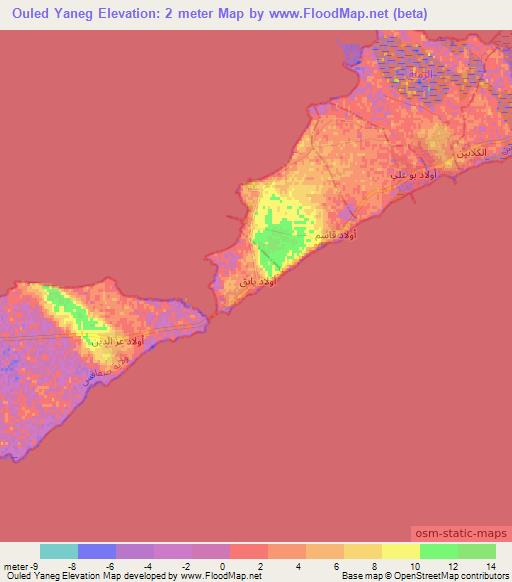 Ouled Yaneg,Tunisia Elevation Map