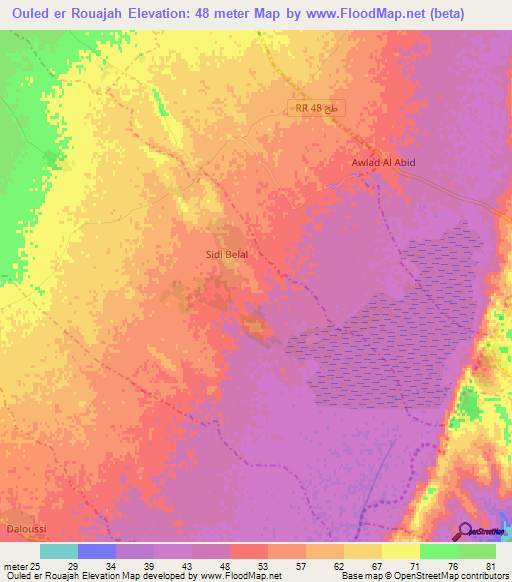 Ouled er Rouajah,Tunisia Elevation Map