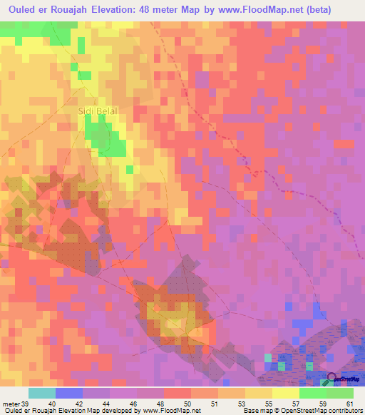 Ouled er Rouajah,Tunisia Elevation Map