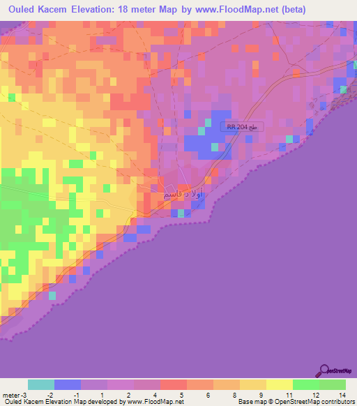 Ouled Kacem,Tunisia Elevation Map
