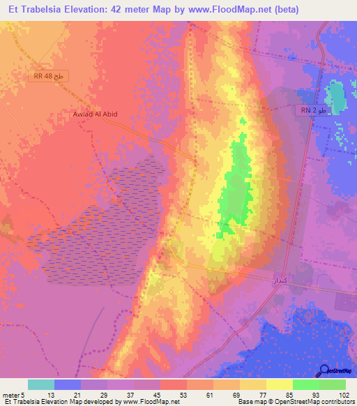 Et Trabelsia,Tunisia Elevation Map
