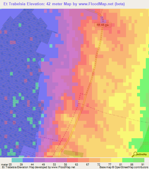 Et Trabelsia,Tunisia Elevation Map