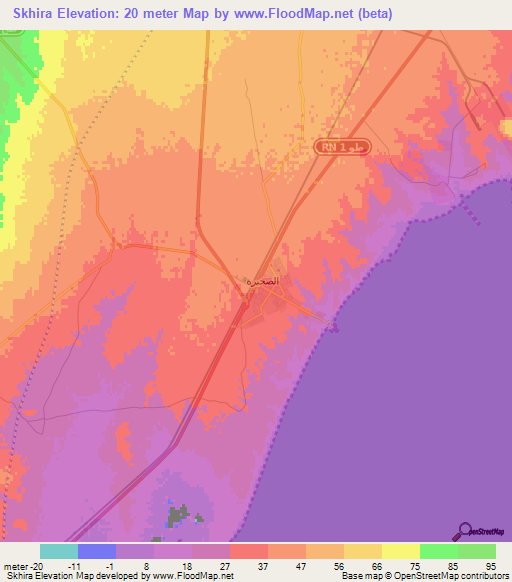 Skhira,Tunisia Elevation Map