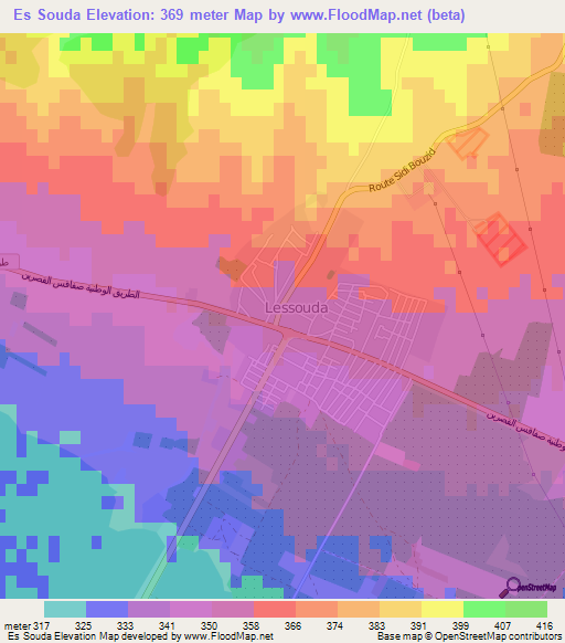 Es Souda,Tunisia Elevation Map