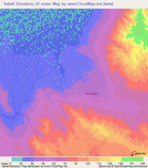 Sahali,Tunisia Elevation Map