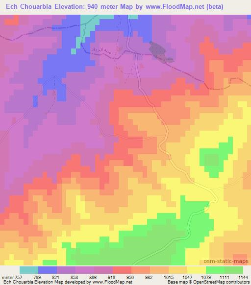 Ech Chouarbia,Tunisia Elevation Map