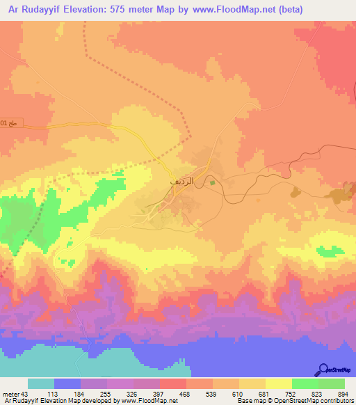 Ar Rudayyif,Tunisia Elevation Map