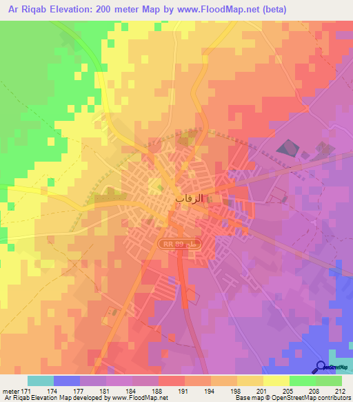 Ar Riqab,Tunisia Elevation Map