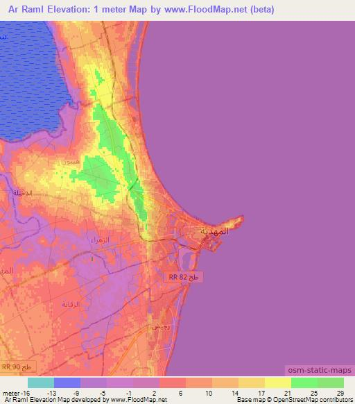 Ar Raml,Tunisia Elevation Map
