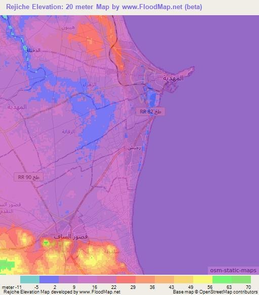 Rejiche,Tunisia Elevation Map