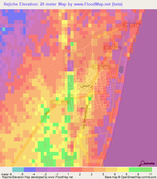 Rejiche,Tunisia Elevation Map