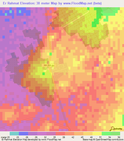 Er Rahmat,Tunisia Elevation Map