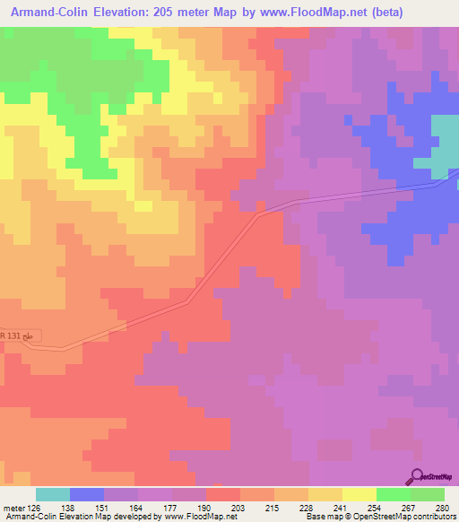 Armand-Colin,Tunisia Elevation Map