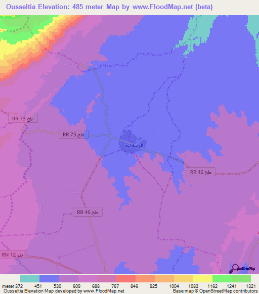 Ousseltia,Tunisia Elevation Map