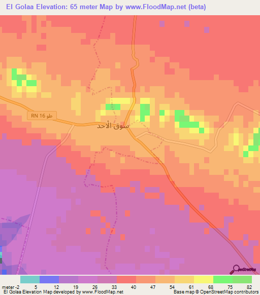 El Golaa,Tunisia Elevation Map