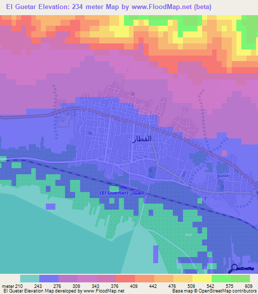 El Guetar,Tunisia Elevation Map