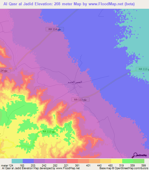 Al Qasr al Jadid,Tunisia Elevation Map
