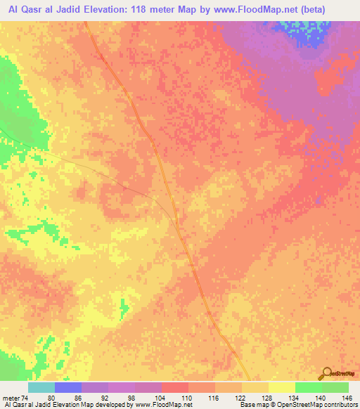 Al Qasr al Jadid,Tunisia Elevation Map