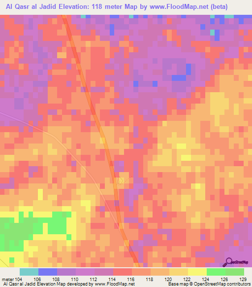 Al Qasr al Jadid,Tunisia Elevation Map