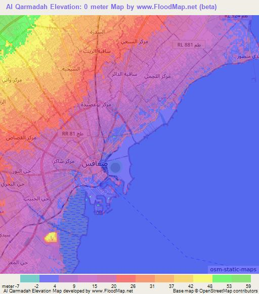 Al Qarmadah,Tunisia Elevation Map