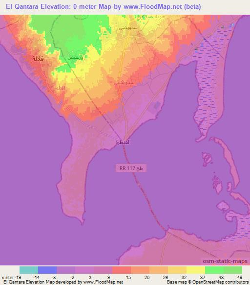 El Qantara,Tunisia Elevation Map