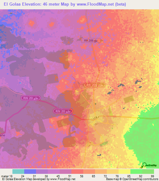 El Golaa,Tunisia Elevation Map