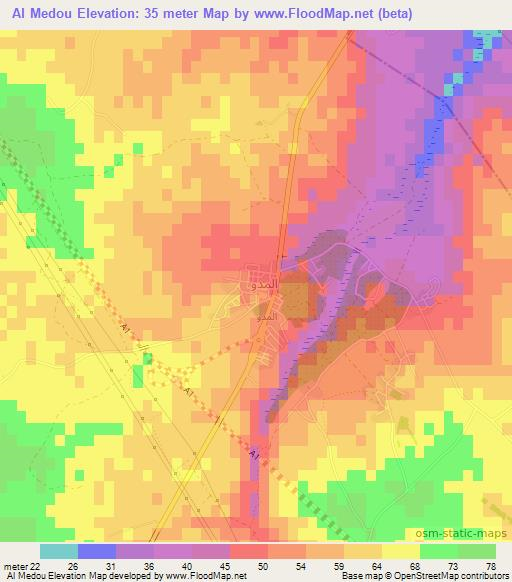 Al Medou,Tunisia Elevation Map