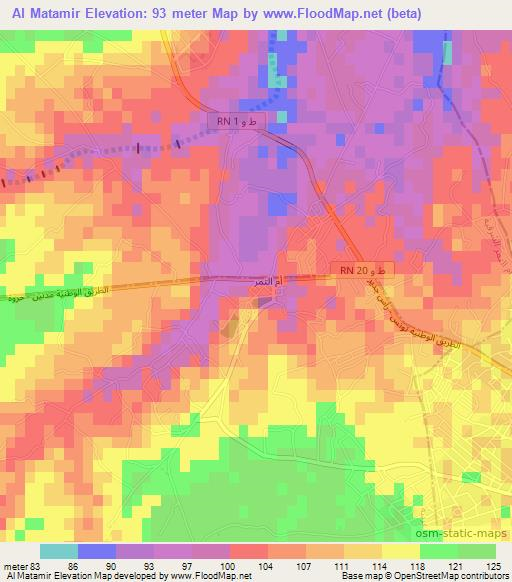 Al Matamir,Tunisia Elevation Map