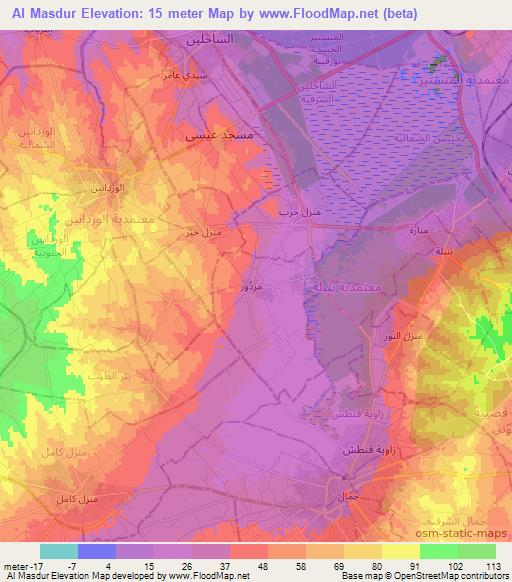 Al Masdur,Tunisia Elevation Map