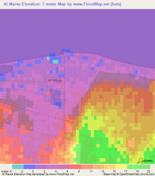 Al Marsa,Tunisia Elevation Map