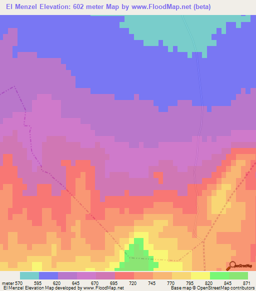 El Menzel,Tunisia Elevation Map