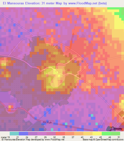 El Mansouraa,Tunisia Elevation Map