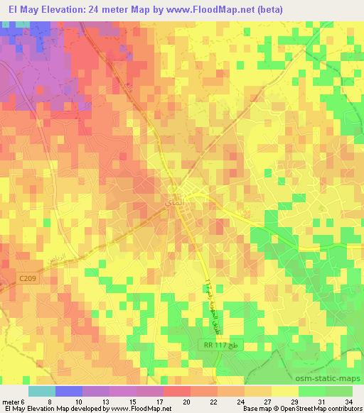 El May,Tunisia Elevation Map