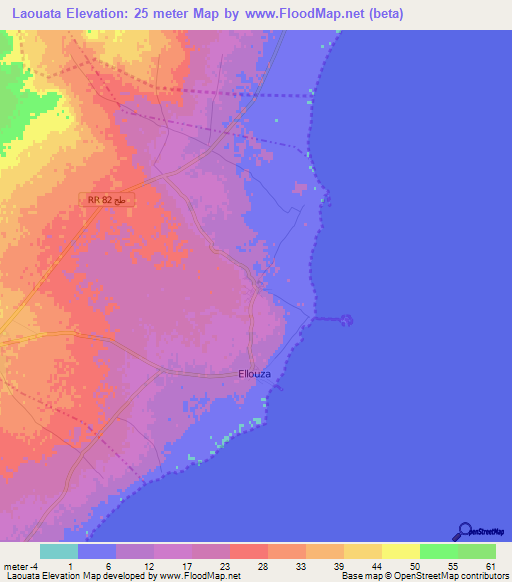 Laouata,Tunisia Elevation Map