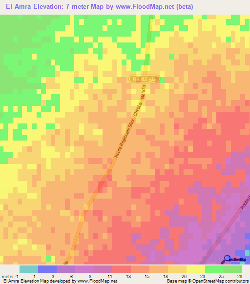 El Amra,Tunisia Elevation Map