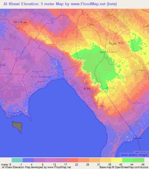 Al Khawi,Tunisia Elevation Map