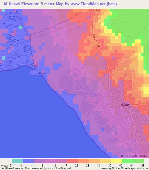 Al Khawi,Tunisia Elevation Map