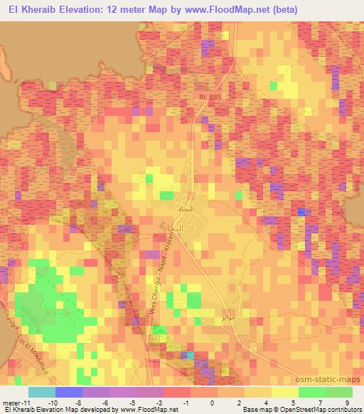 El Kheraib,Tunisia Elevation Map