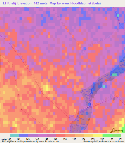 El Khelij,Tunisia Elevation Map