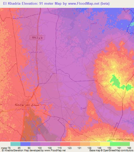 El Khadria,Tunisia Elevation Map