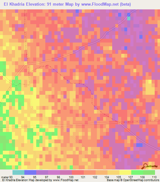 El Khadria,Tunisia Elevation Map