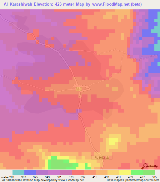 Al Karashiwah,Tunisia Elevation Map