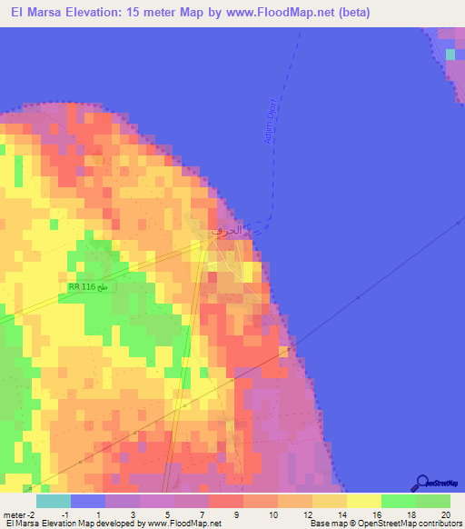 El Marsa,Tunisia Elevation Map