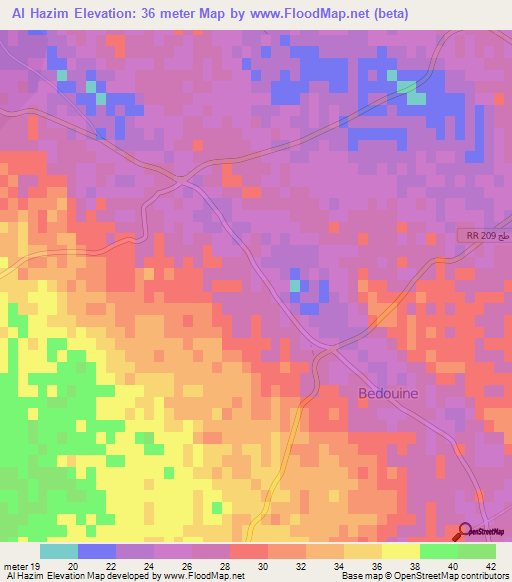 Al Hazim,Tunisia Elevation Map