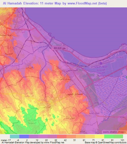 Al Hamadah,Tunisia Elevation Map