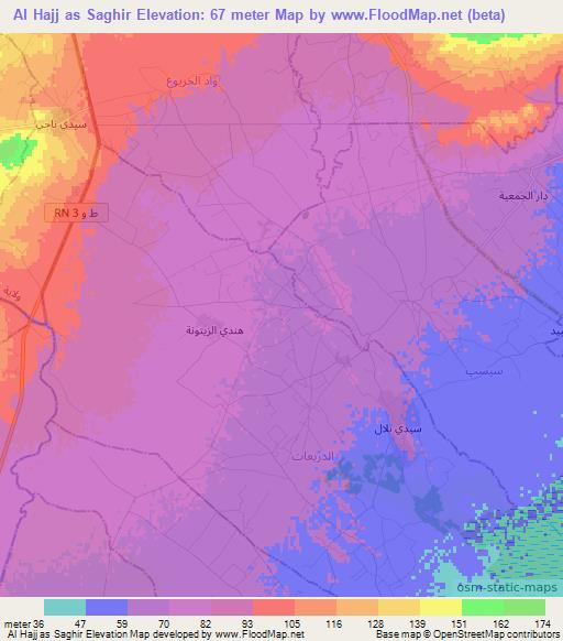 Al Hajj as Saghir,Tunisia Elevation Map