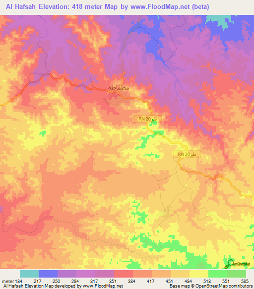Al Hafsah,Tunisia Elevation Map