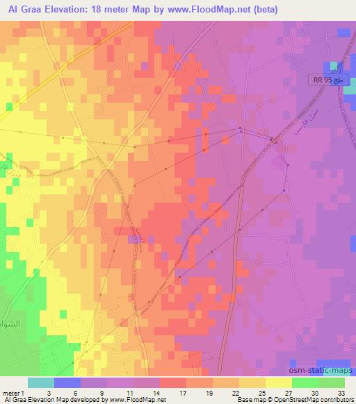 Al Graa,Tunisia Elevation Map