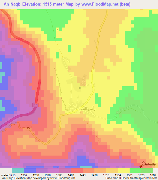 An Naqb,Jordan Elevation Map