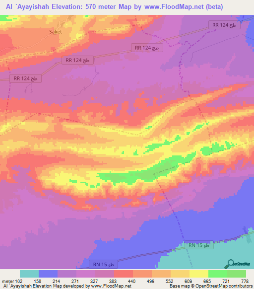 Al `Ayayishah,Tunisia Elevation Map